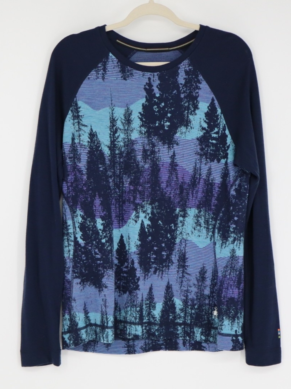 Smartwool Merino 250 Base Layer Crew Women’s XL Forest Print Wool Top Outdoor